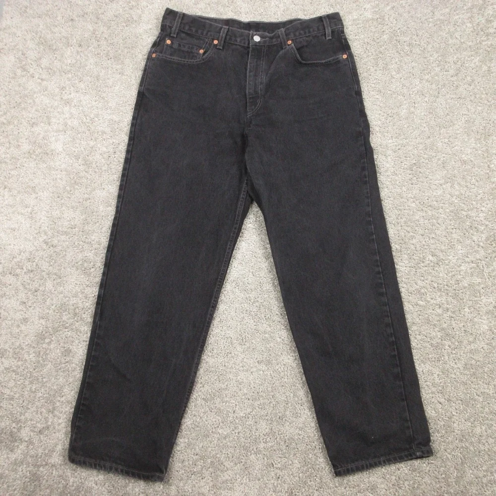 Vintage Levis Jeans Mens 36x30‎ Black 550 Relaxed Tapered Baggy Denim Pants 90s
